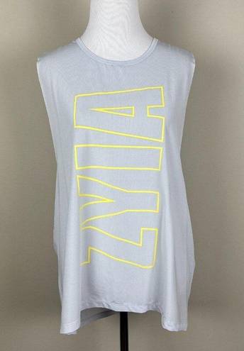 Zyia  Active Tank Top Women XXL Gray Yellow Muscle Mesh Breathable Sport Athletic