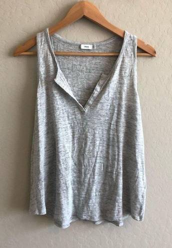 Vince 𝅺 SPLIT NECK RACER BACK LINEN TANK TOP