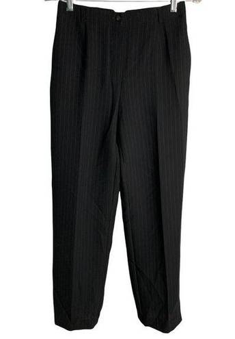 Emma James Vintage  Pinstripe Dress Pants 4P Black Ankle Crop Pockets Button