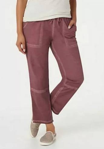 LOGO By Lori Goldstein Pink Distressed Terry Pants Sweats