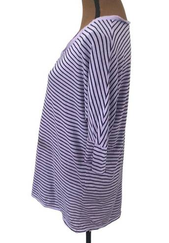 Edge Sundance maritime striped slouchy raw  v-neck tunic length tee lavender XS