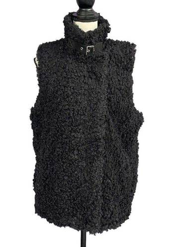 INC  X-Large Faux Fur Vest Full-Zip Sleeveless Lined Pockets Collared Black New