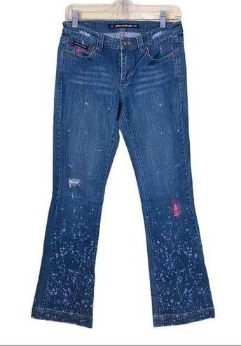 DKNY  Embroidered Paint Splash Denim Flare Jeans 5