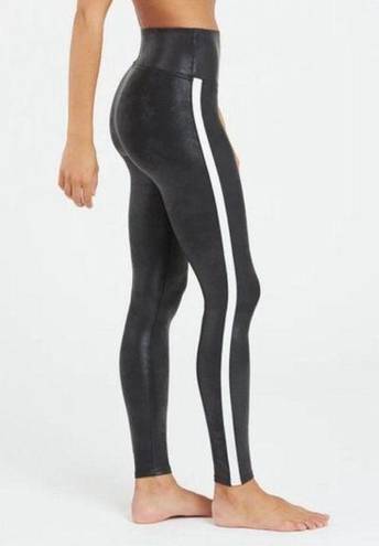 SPANX, Pants & Jumpsuits, Spanx Faux Leather Side Stripe Leggings Black White  Pants