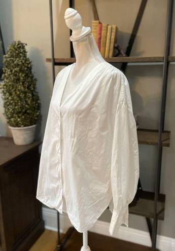 Jason Wu  Collective Collarless Button Down Top White Womens Size XL