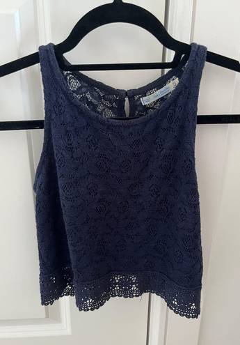 Bershka Navy Blue Lace Sleeveless Top