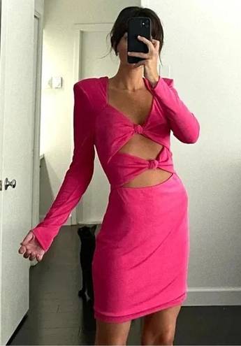 Misha Collection Gracie Cut Out Mini Dress in Bright Pink NWT Size 6 Retail $317