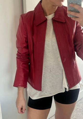 Moda Vintage  International Red Fitted Leather Jacket