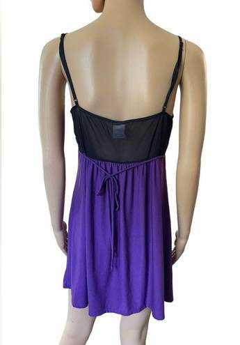 In Bloom  Y2K Purple Black Goth Witchy Romantic Lace Lingerie Mini Slip Dress
