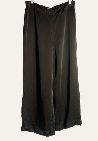 Lafayette 148  Brown Riverside Satin Wide Leg Trouser Pants Size L