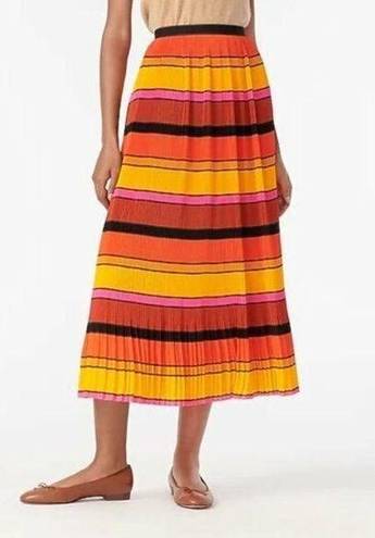 J.Crew NEW Size 0 Womens  Straight-Pleat Skirt in Orange and Pink Stripes AR478