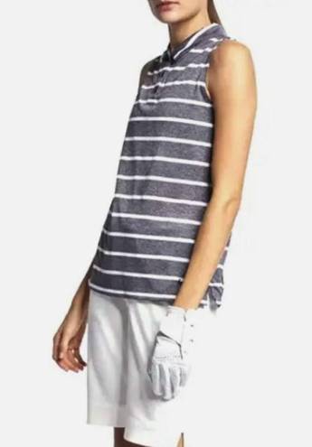 Nike  Dri-Fit Sleeveless Striped Polo Shirt Blue Gray & White Size Large Golf