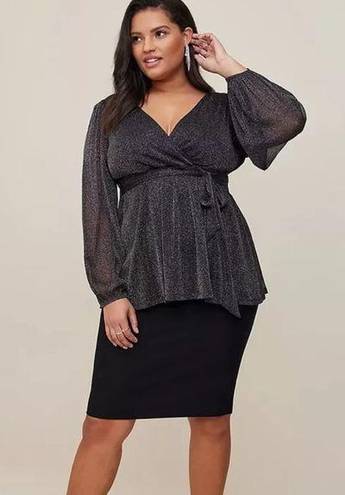 Torrid  Knit Glitter Lurex Surplice Peplum Top Size 4X NWT