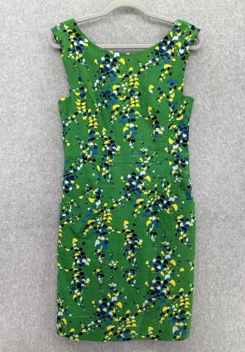 Tracy Reese Plenty  Sleeveless Sheath Dress Green Size 8 Confetti A Line Cotton