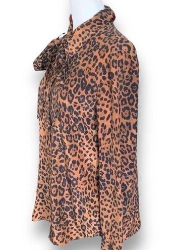 Lafayette 148  New York Diana Shirt Leopard Print Tie Front Long Sleeve Blouse