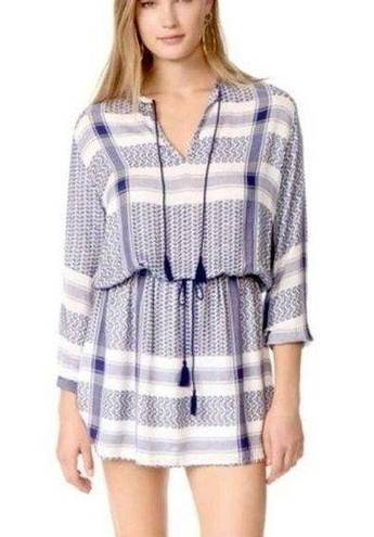 Rails  Adelinel Dress Sapphire Jacquard Navy White Tassle Long Sleeve Size M