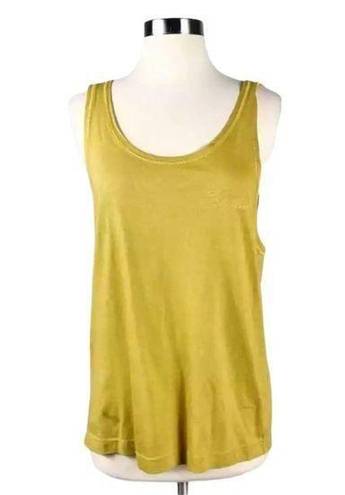 Giorgio Armani  Italian Relaxed Tank Top Yellow Cotton Mustard Scoop Neck Sm NWT