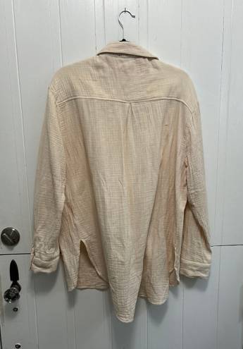 Cream Button Up Shirt Tan Size L