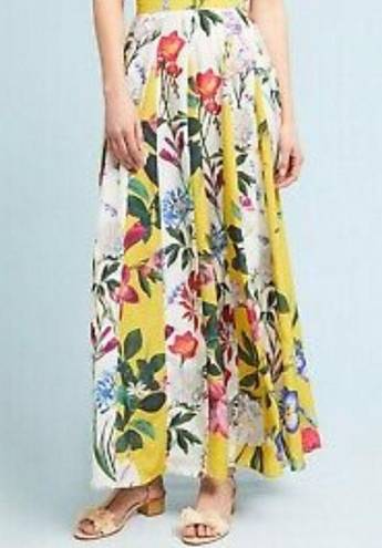Rococo  Sand Aprile Floral Maxi Skirt Size 0 Yellow Multi Paneled NWOT