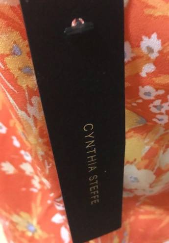 Cynthia Steffe NWT  Women Cap Sleeve Orange, Floral blouse