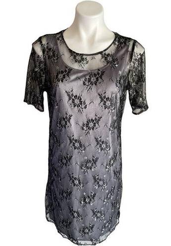 Scarlett Lace Overlay Dress Black/Silver Sz 8