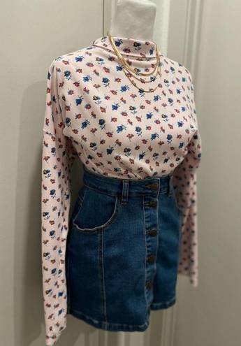 Krass&co VTG 90s G.H. Bass & . Cottage Floral Small Print Long Sleeve Turtleneck Top