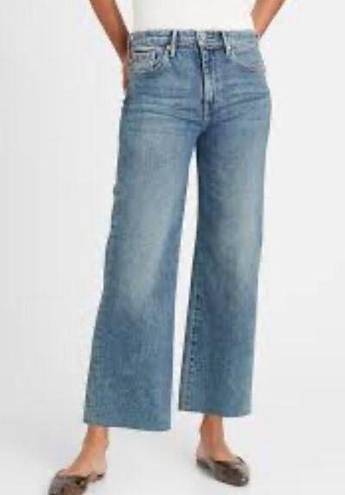 Banana Republic  High Rise Wide Leg Crop Cutoff Blue Jeans Size 24