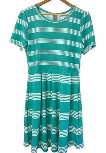 LuLaRoe NWT LLR AMELIA Striped Fit & Flare Pleated Midi Dress