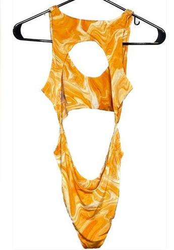 Naked Wardrobe NWT  Orange Tie Dye Cut Out One
Piece Swimsuit