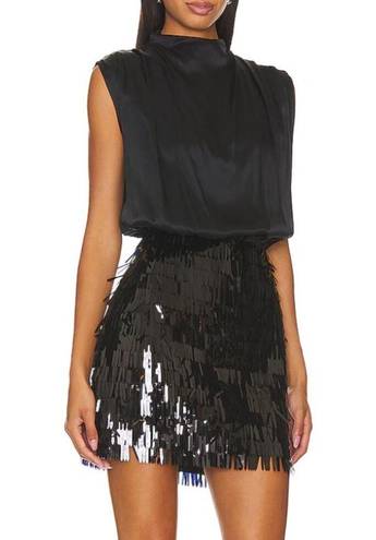 Amanda Uprichard  Simran Sequin Mini Dress Black XS Cocktail Flapper Flawed DIY