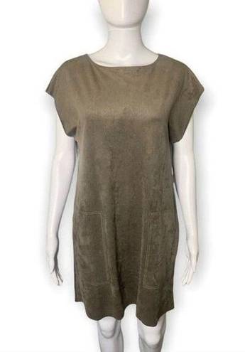 Wilfred Free Aritiza  Faux Suede Pocket Front Nori Shift Dress Size Small