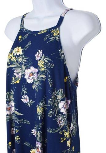 Nine Britton  Womens Blue Floral Pattern Sleeveless Sundress High Neck Dress Sz M