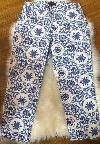 Talbots  Heritage Crop Pants Blue Porcelain Mosaic‎ Womens Sz. 8