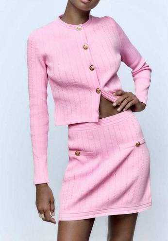 ZARA NWT pink coord matching 2 piece skirt and button cardigan set