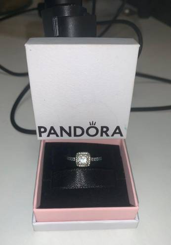 Pandora Square Sparkle Halo Ring