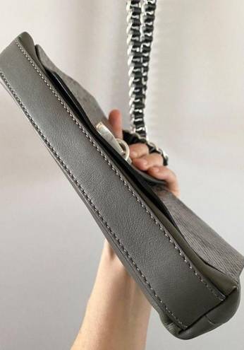 Rag and Bone  Enfield Snake Flap Crossbody Bag Mini Leather Gray Black Python