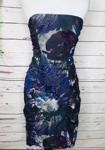 Betsey Johnson  Black & Purple Strapless Bustle Cocktail Dress Size XS