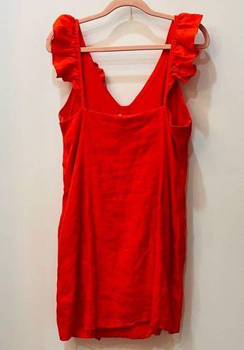 Karlie orange red  boutique dress button ruffle button front size Large