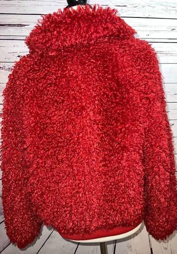 American Eagle  Outfitters Full Zip Jacket Small Lined Red Sherpa Bomber Teddy