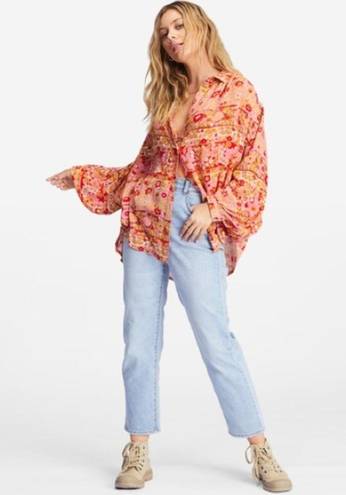 Billabong  Floral Multicolor Day After Day Oversized Button-Down Shirt Size S