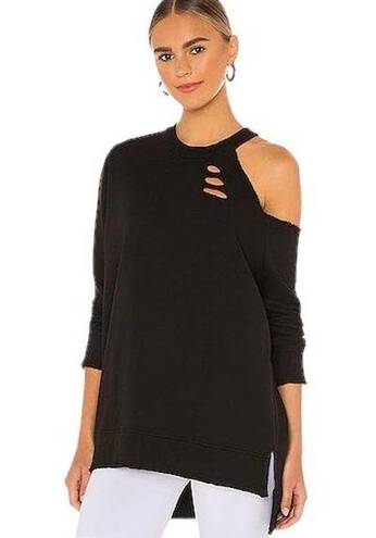 LA Made  Black Distressed Shoulder Sweatshirt Oversized Small New