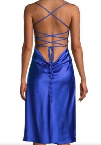 Danielle Bernstein  Blue Satin Lace Up Dress