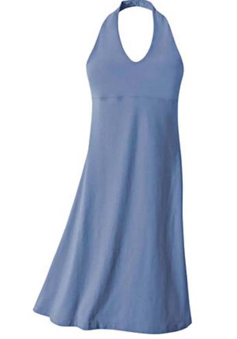 Patagonia Dress Morning Glory Halter Open Tie Back Knee Length A-line Blue S