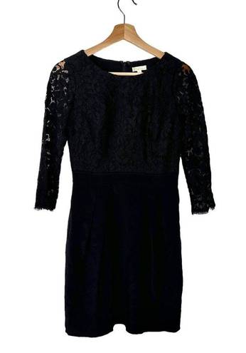 Shoshanna  Black Cocktail Dress Mini Lace Sleeves 2