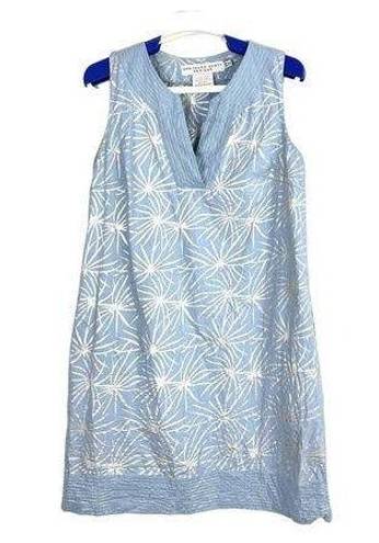 Gretchen Scott  Size XS Blue Silver Starburst Print Sleeveless Shift Dress Pocket