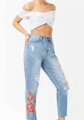 Cello  Embroidered Rose Floral Distressed High Waisted Jeans Frayed Hem Size 5