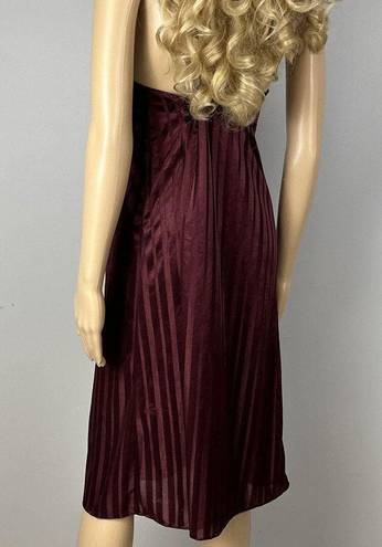 Petra Fashions Vintage  Size Medium Chemise Shimmer Stripes Burgundy Nighty Dress