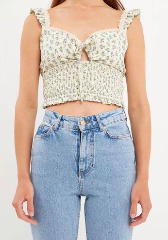 Free The Roses Floral Lace Trim Top