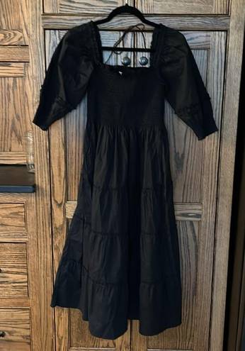 Hill House NWT  | The Nesli Nap Smocked Midi Dress in Black | Size XS