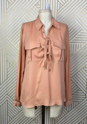 L'Academie L’ACADEMIE Camel Safari Lace-Up Long Sleeve Blouse